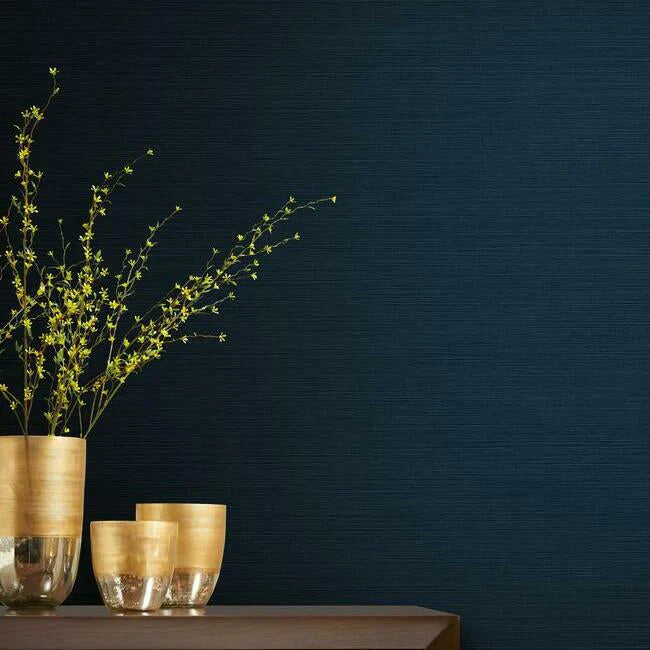 Shining Sisal Navy Wallpaper Faux Grasscloth Y6200907