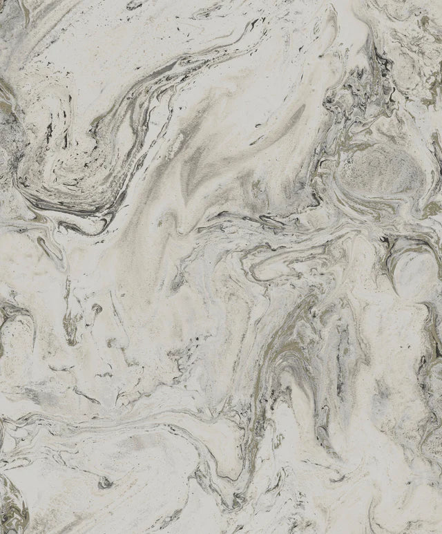 Antonina Vella Natural Opalescence Grey Metallic Oil Marble Wallpaper Y6231203