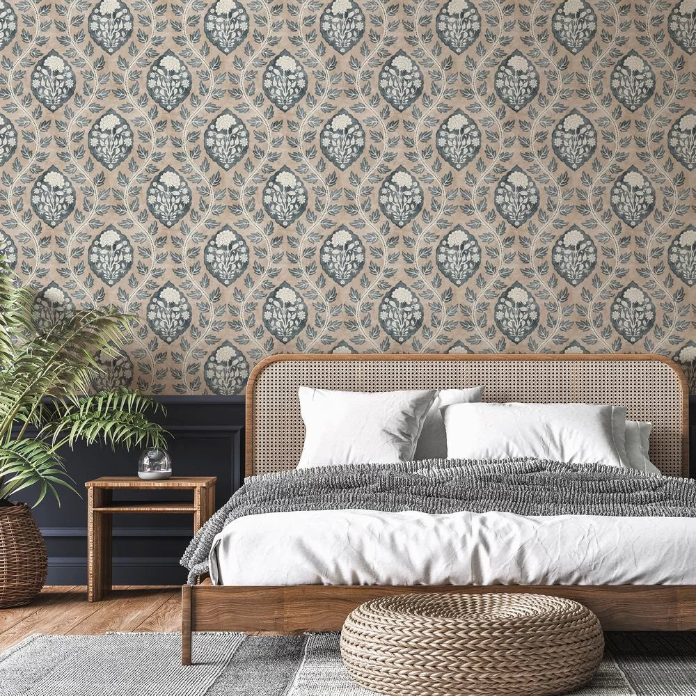 Floral Cartouche - Stone Blue 100020EH