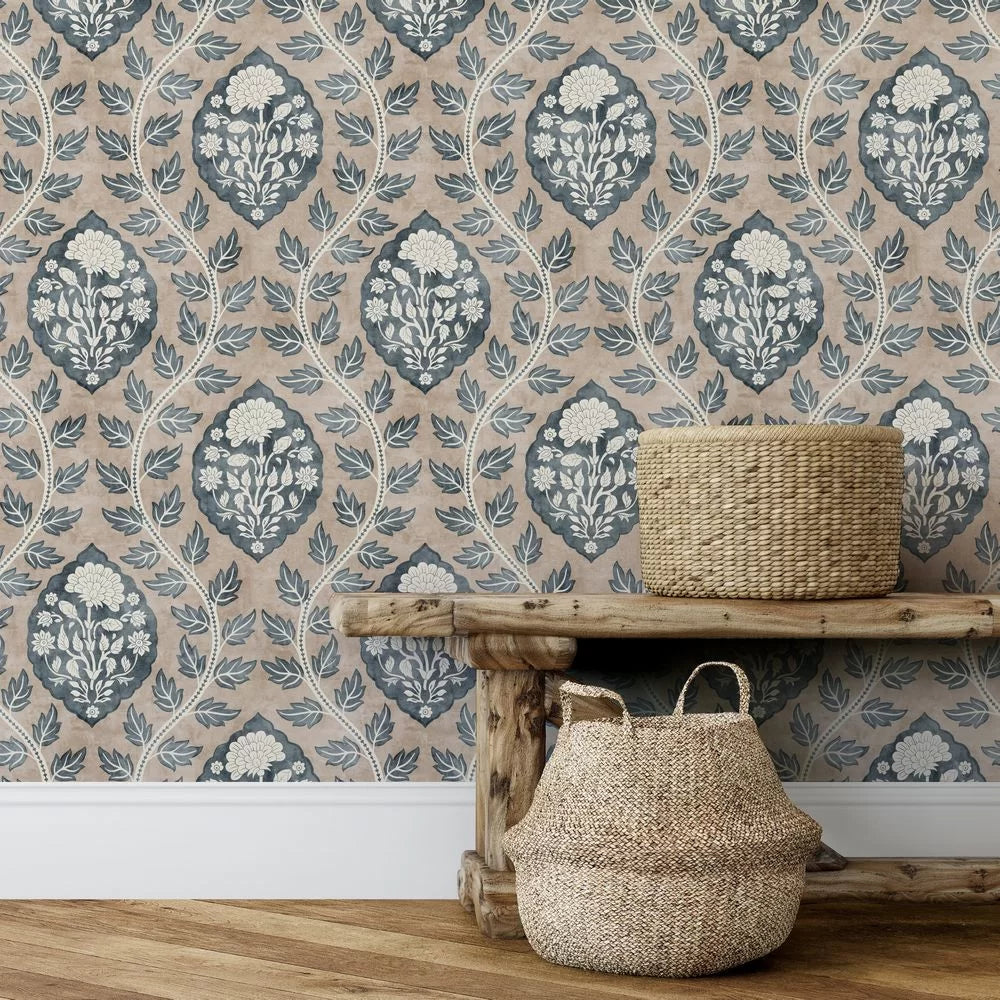 Floral Cartouche - Stone Blue 100020EH