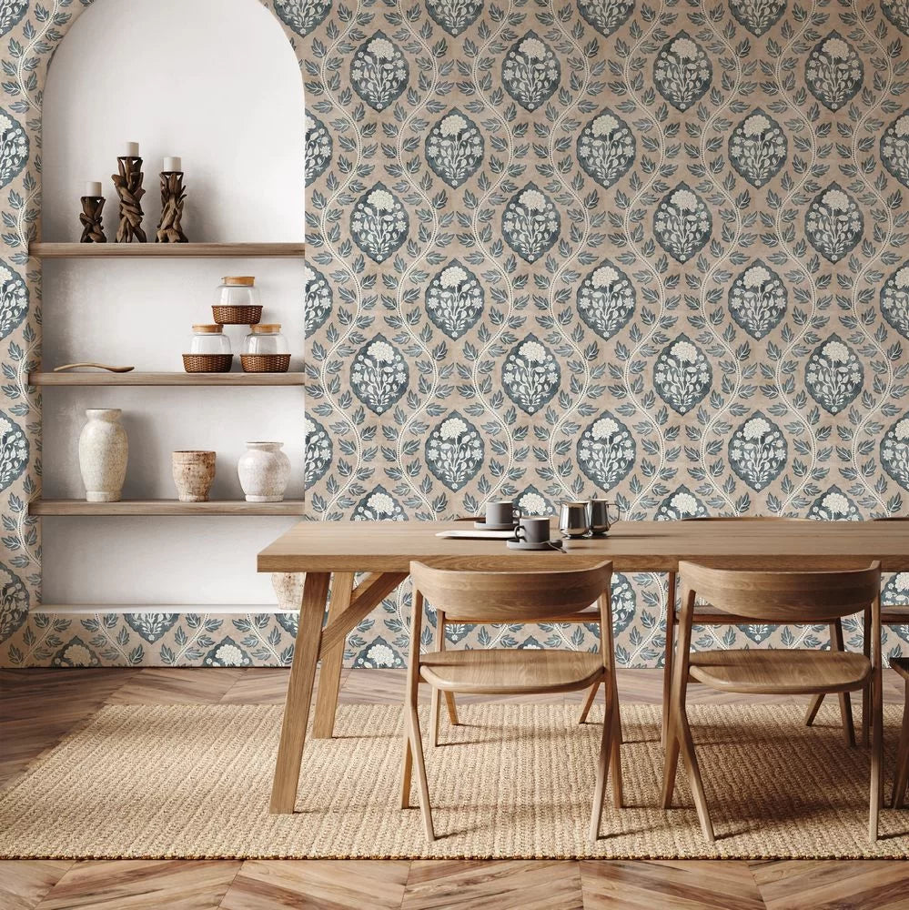 Floral Cartouche - Stone Blue 100020EH