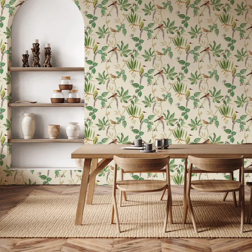 Hill Top Garden Bird - Cotton and Green 100028EH