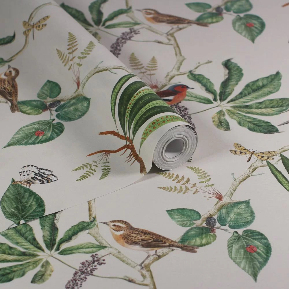 Hill Top Garden Bird - Cotton and Green 100028EH