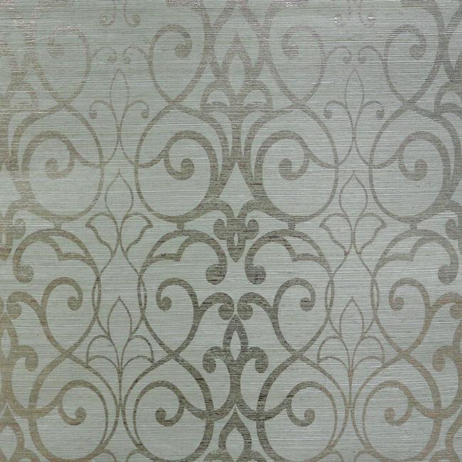 Seafoam Green / Sliver  Filigree Trellis Grasscloth FL6605