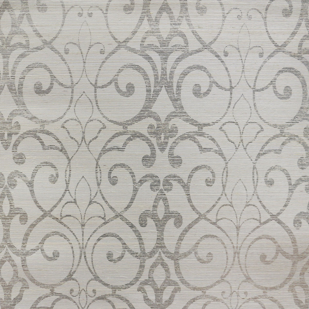 White / Silver Filigree Trellis Grasscloth FL6606