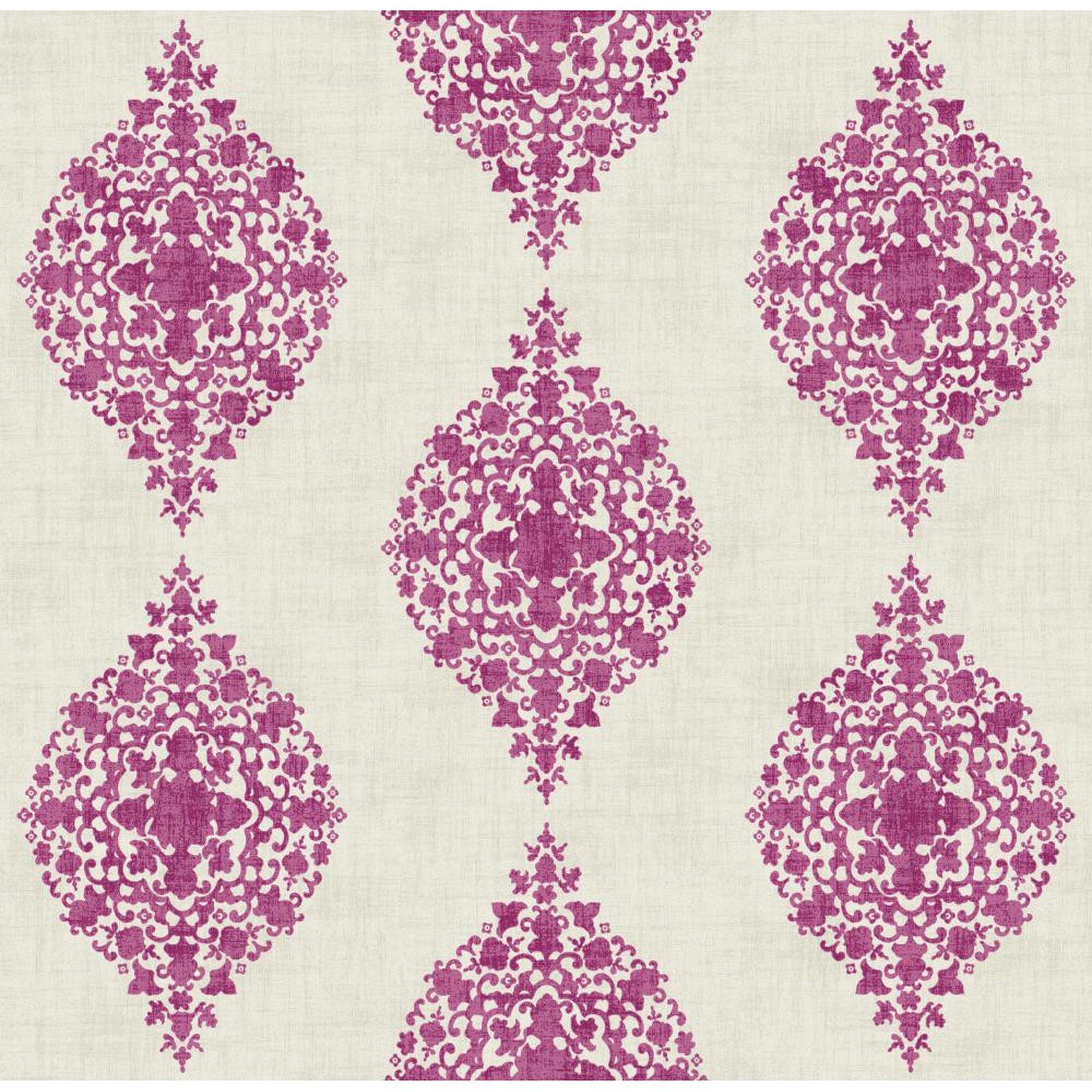 Designer Damask Magenta Mikado Wallpaper DD8444