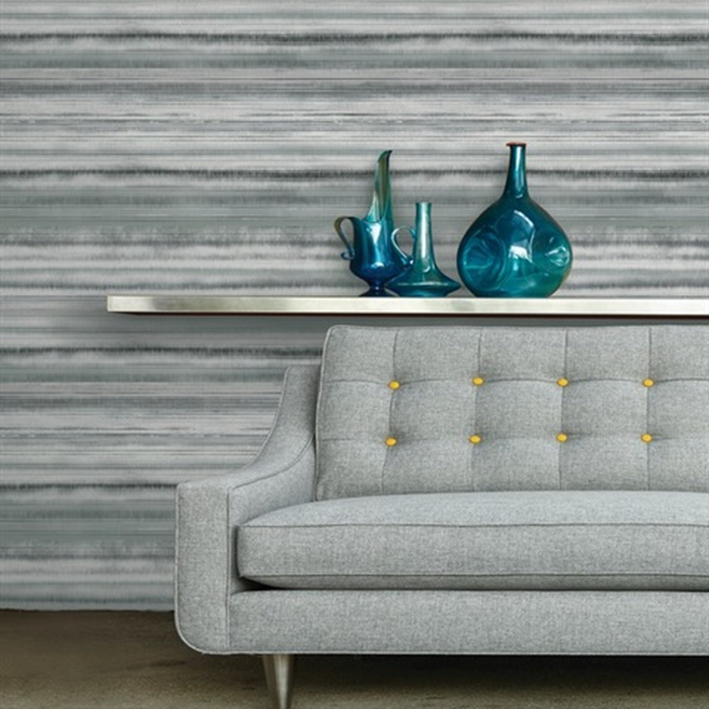 Grey Fleeting Horizon Horizontal Stripe Wallpaper CL2513