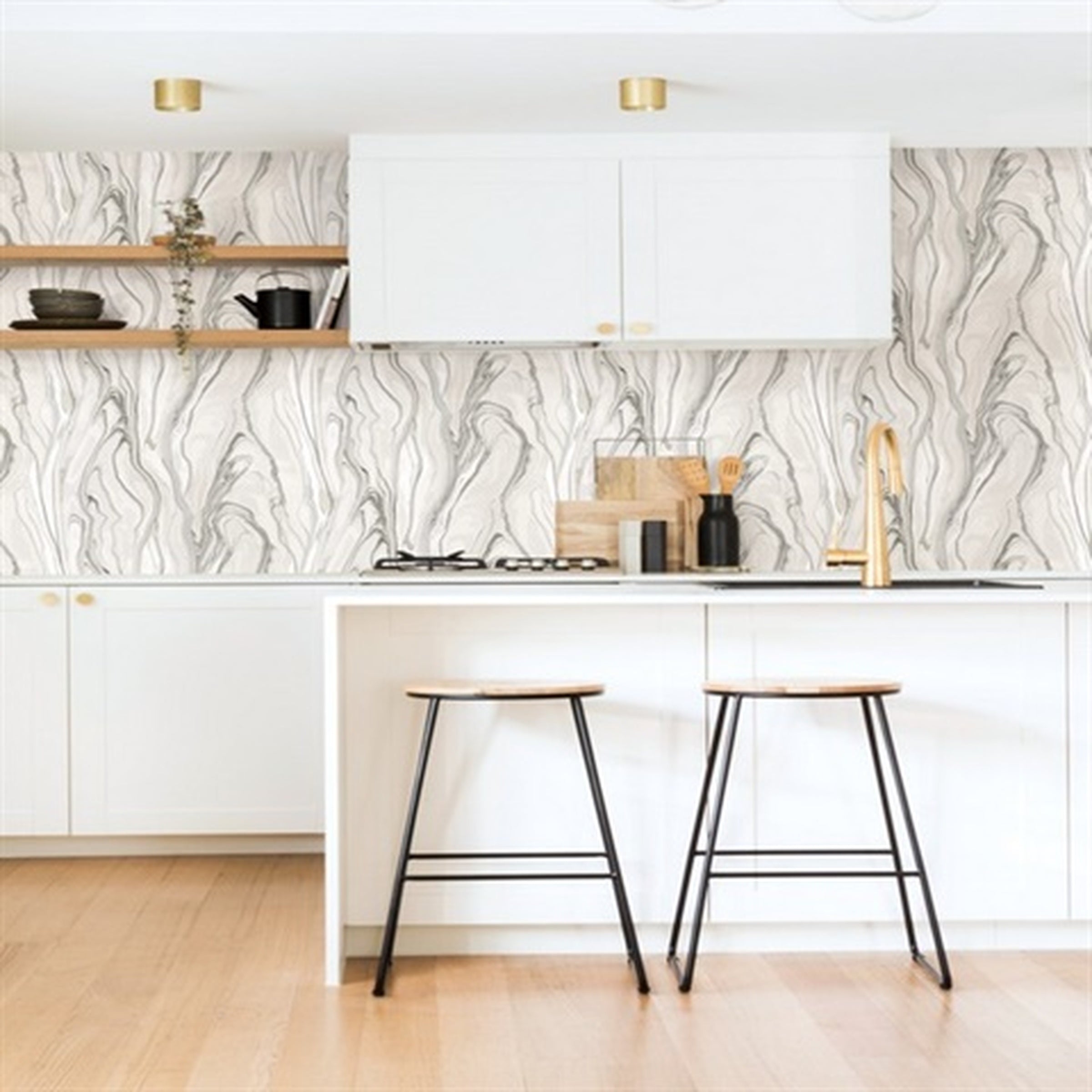 Light Grey Liquid Marble Wallpaper CL2573