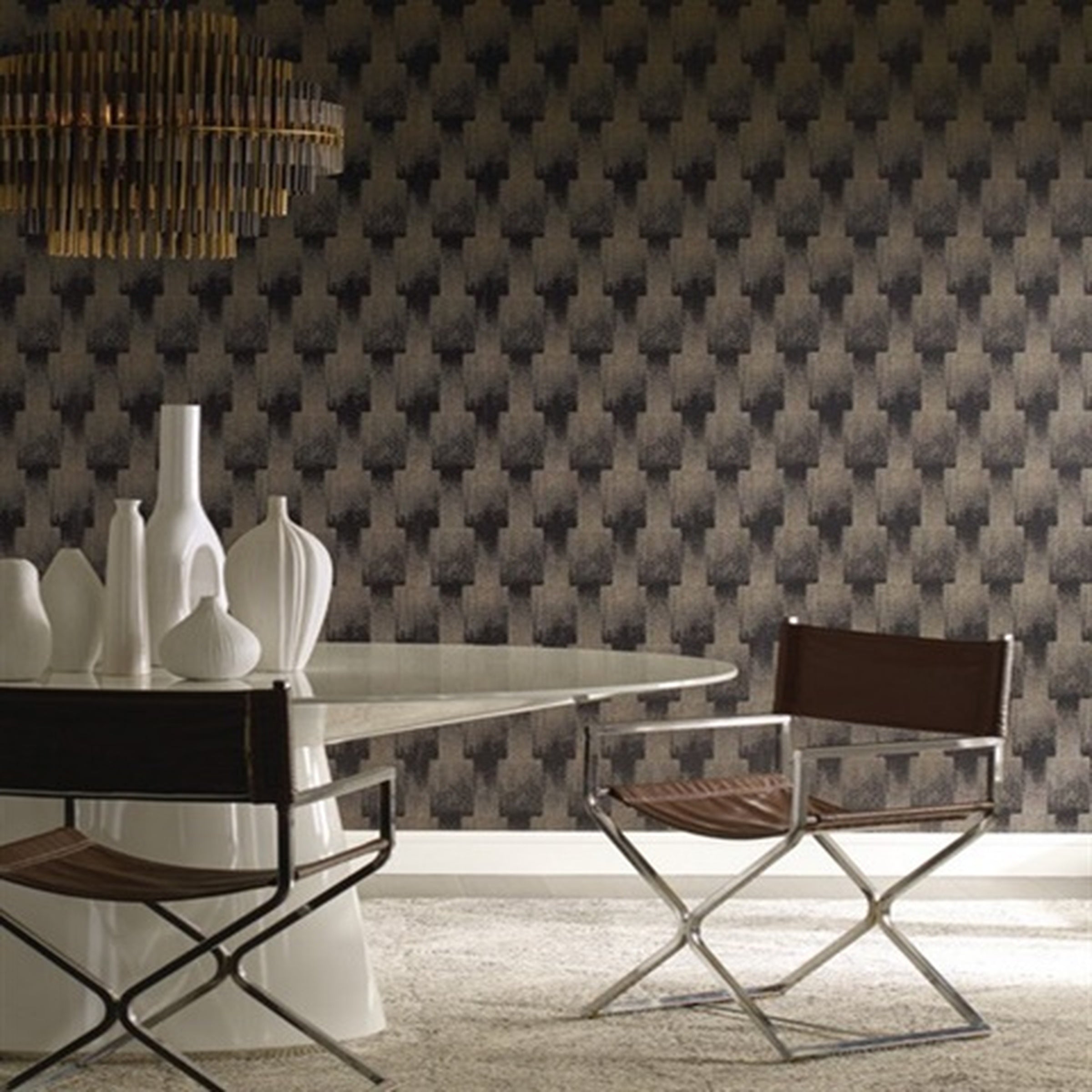 Black Flapper Textured Glass Beads Wallpaper CA1517