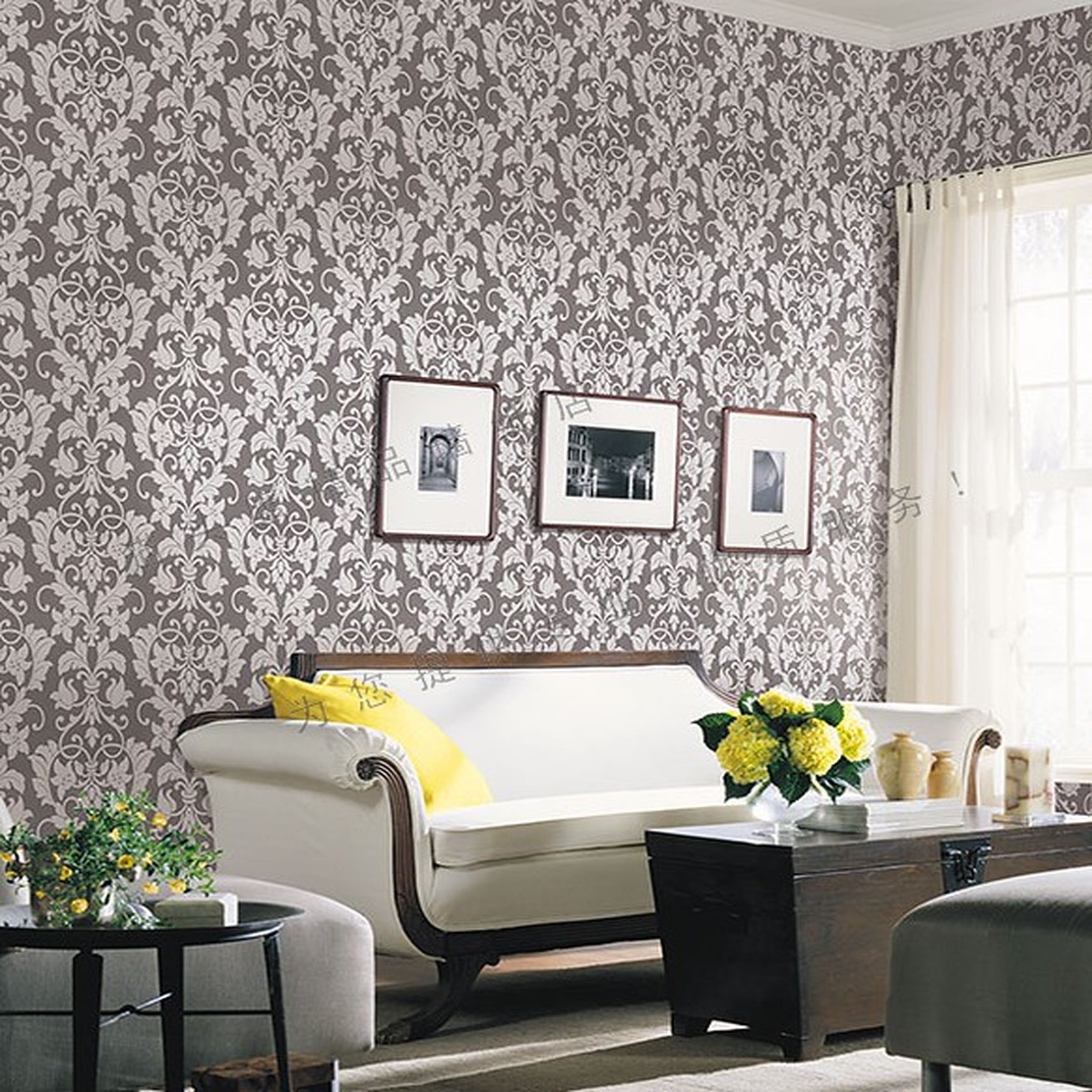 Norwall Heart Damask Wallpaper BK32073