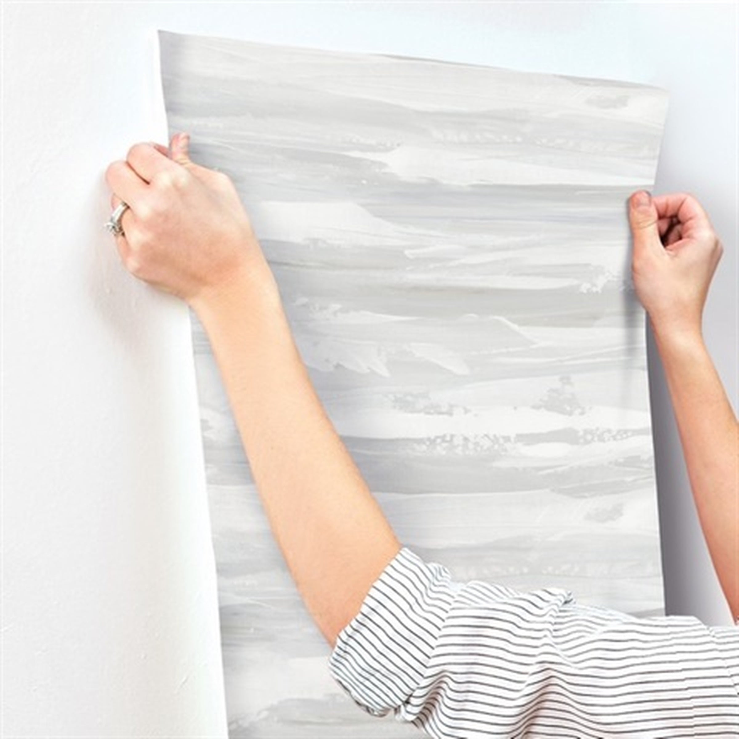 On The Horizon Grey & Slate Ombre Watercolor Stripe Wallpaper AG2013