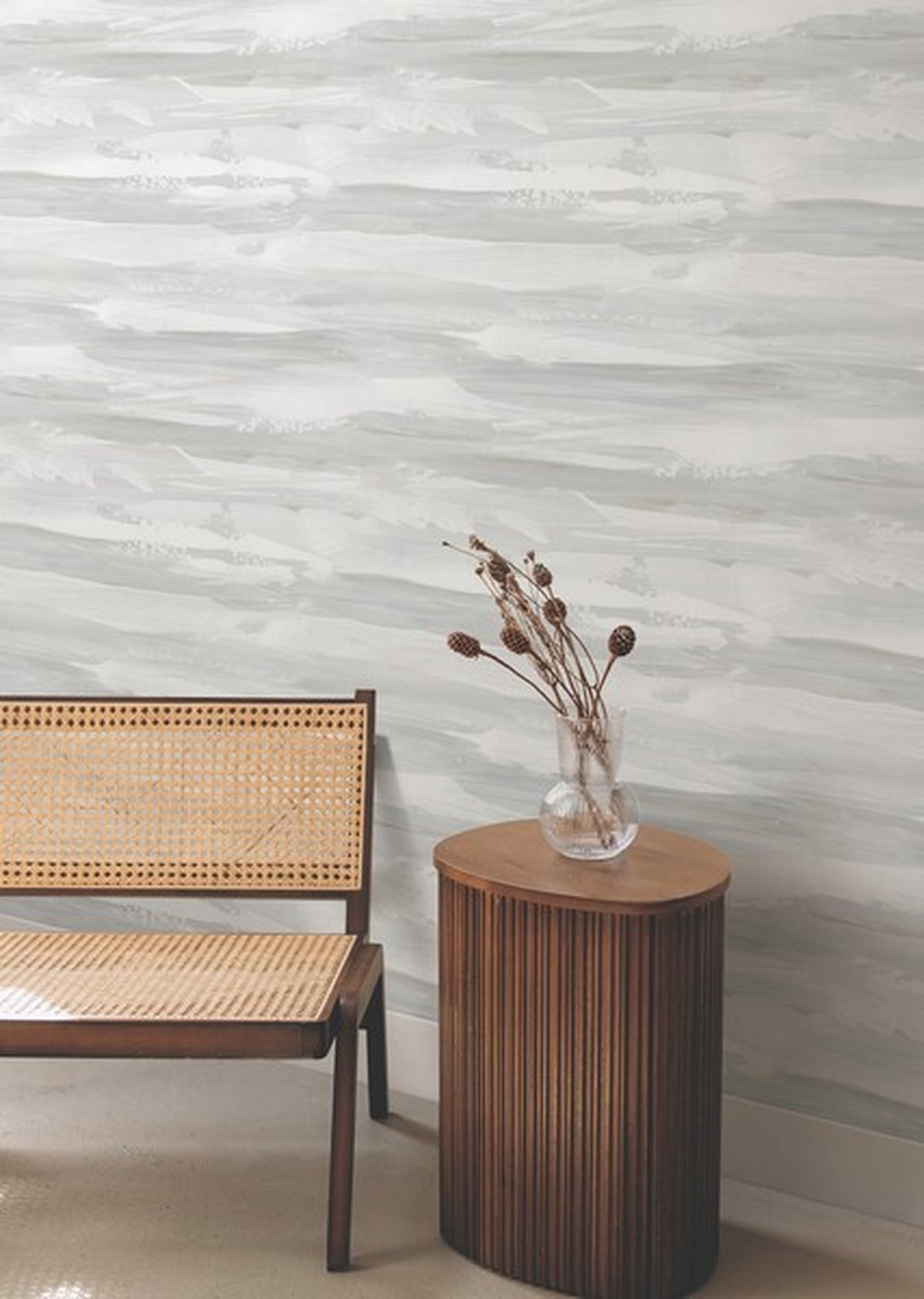 On The Horizon Grey & Slate Ombre Watercolor Stripe Wallpaper AG2013