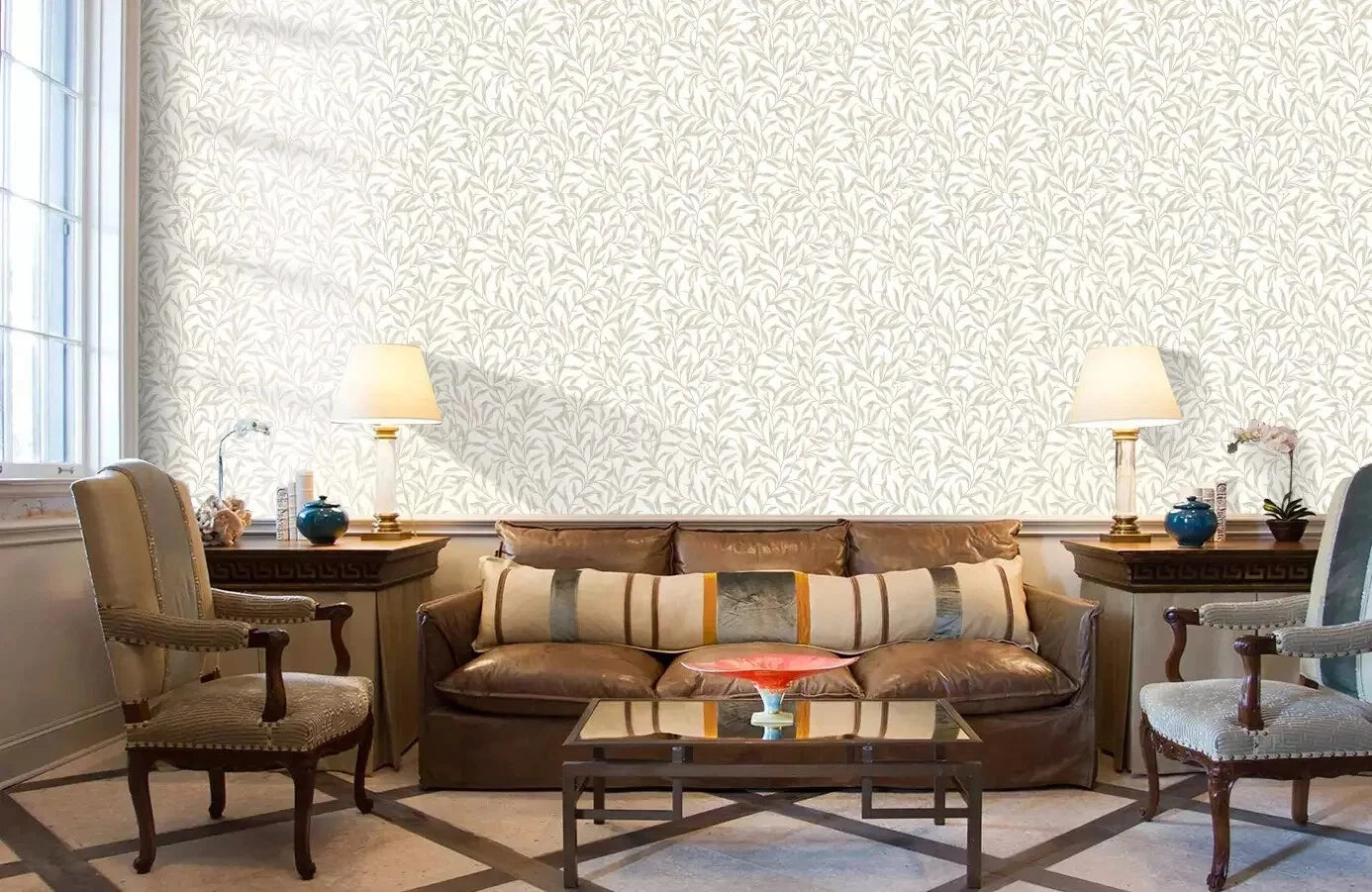 BRITISH HERITAGE KT20908 - WILLOW Stone Beige & Off White