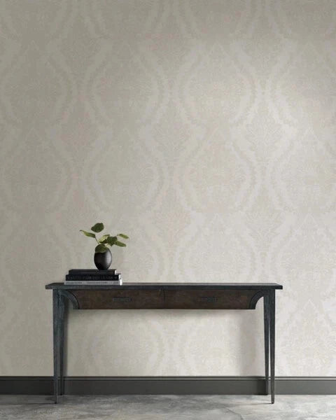 Heritage Damask Wallpaper - White/Beige HC7588