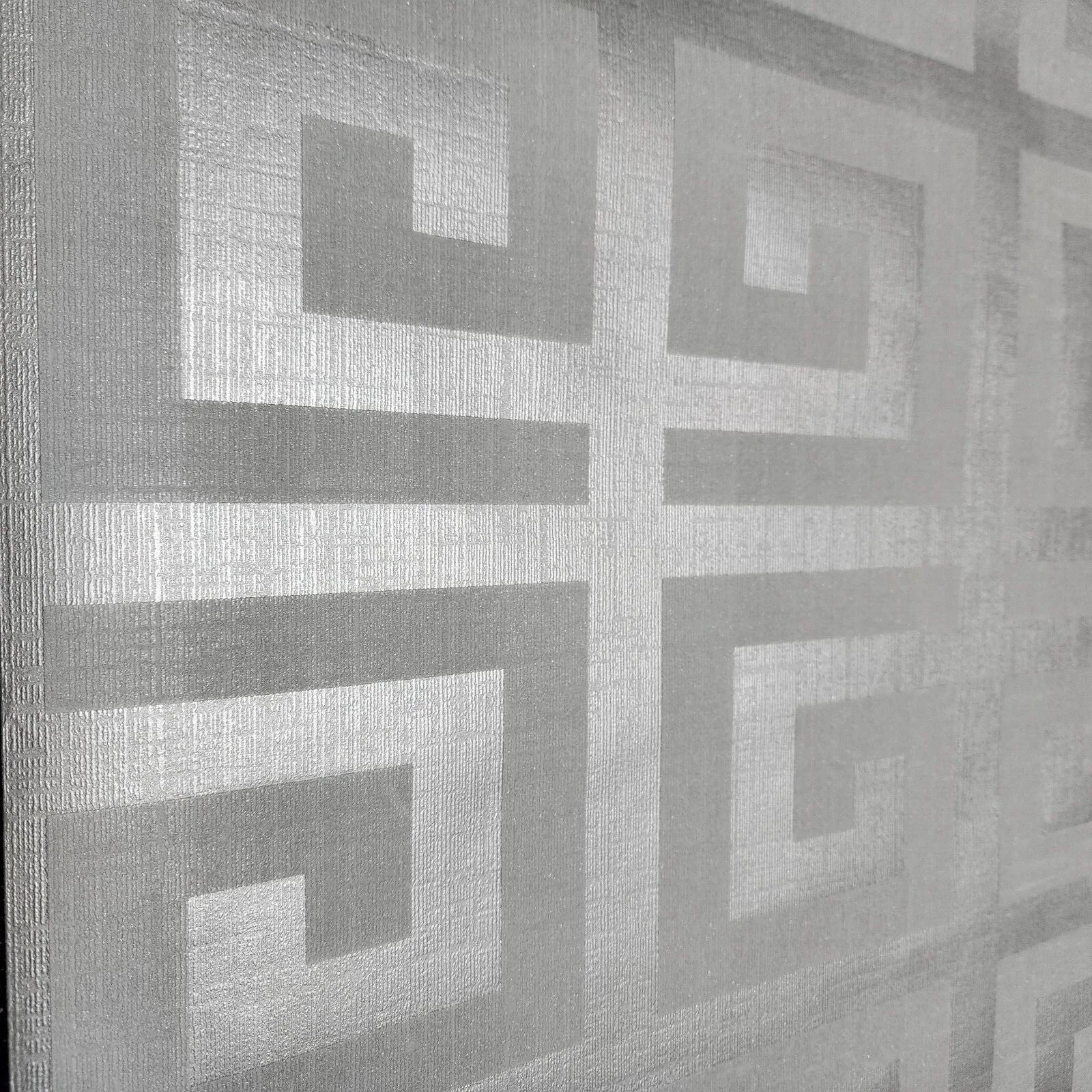 Carl Robinson Silver Metallic Greek Key Wallpaper CR33400