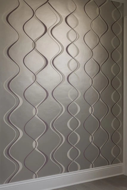 Geometric Swirls of Purple & White on a Silver Metallic Background VL156294