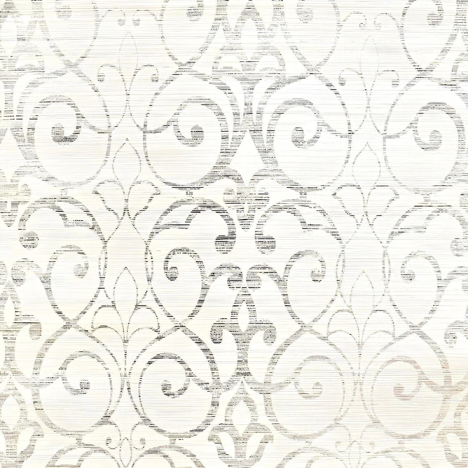 York Ivory/Silver Damask Grasscloth FL6606