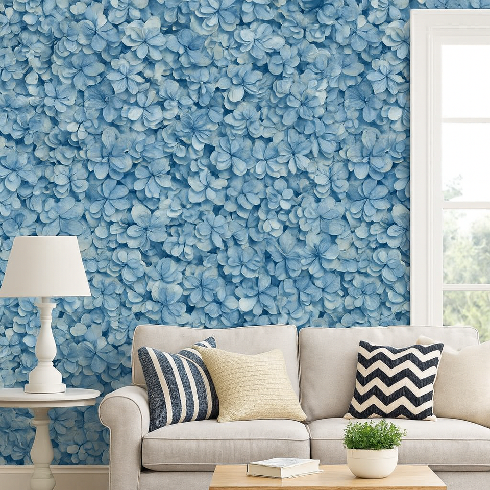 Hydrangea Bloom Wallpaper ON1618 Blue Floral York CLOSE OUT