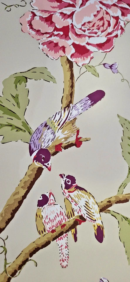 Ronald Redding Pink and Green Birds and Branches AR7424