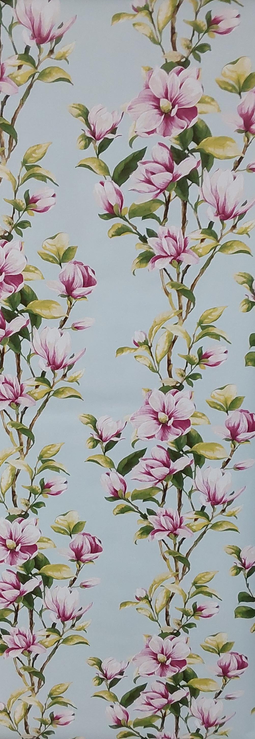 Tobago Blue and Pink Floral Wallpaper TR20902