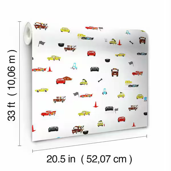 Disney and Pixar Cars Racing Spot Wallpaper- White DI0921